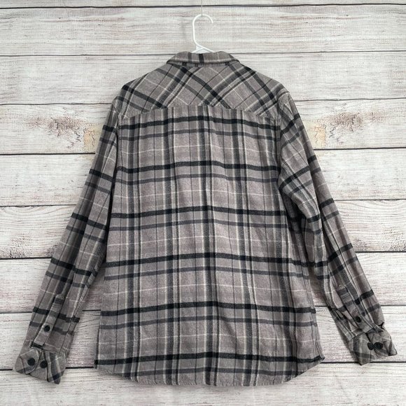 O'Neill Standard Fit Flannel Button Down Shirt Men's Size Large Gray Plaid - Picture 2 of 8
